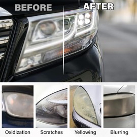 ecocstm 53 PCS Car Headlight Restoration Kit, 3 Inch Drill Sanding Disc with 1/4 Inch Shank Backing, Loop and Hook Sanding Paper, Scouring Pads, Polishing Sponge, Soft Interface Pad, Masking Tape