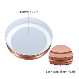 uxcell 8 Pcs Mason Jar Lids, 70mm/2.76" Regular Mouth Tin Plate Caps Leak Proof for Canning Jars Kitchen Storage, (Rose Gold)