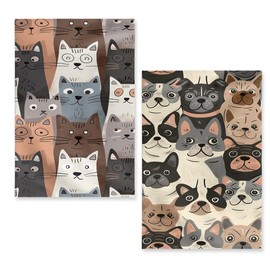 JLSTK Cute Cat Dog Kitchen Towels Decorative Set Cartoon Anime Animals Dish Towels Hand Towels Tea Towels for Kitchen Cooking Baking Gifts for Women 16x24 Inch