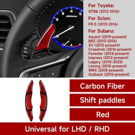Steering Wheel Shift Paddle Interior Accessories for Subaru Ascent BRZ XV Crosstrek Forester Impreza Legacy Levorg WRX Outback/for Scion FR-S/Toyota GT86 2012-2016 Carbon Fiber Sticker (Red)