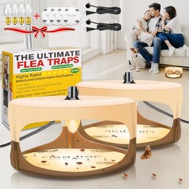 Flea Trap,Sticky Dome Bed Bug Traps, Indoor Pest Control Trapper Insect Killer with 2 Glue Discs and Light Bulbs, Fleas Killer Trap Pad Flea Dome Traps for Home Indoor