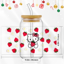 Cartoon UV DTF Cup Wrap Transfer Stickers for 16oz Glass Cups, Rub on Transfers for Crafts Cup Decal Stickers-4Sheets (Gold)