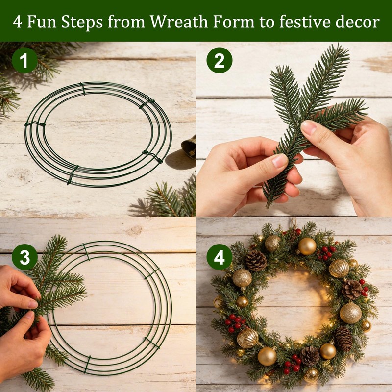 12 Pack 12 Inch Metal Wire Wreath Frames for Christmas