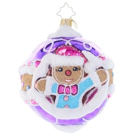 Christopher Radko Hand-Crafted European Glass Christmas Tree Decorative Ornament, Sugary Spherical Cheer