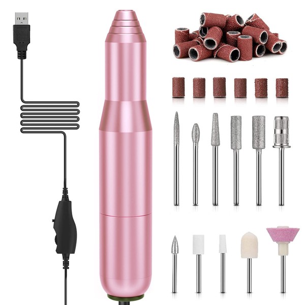 FOLAI Electric Nail Machine Nails, Acrylic Nails, Octopus, Professional Specifications, Electric Nail File, Adjustable Speed, Nail Art and Pedicure Set for Beginners and Professionals (Pink)