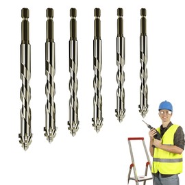 6-Piece Sawtooth Drill Bit 4/5/6/8/10/12 mm Drill Bit with 4 Cutting Edges, Four-Edged Sawtooth Eccentric Drill Bit for Concrete, Glass, Ceramic, Wood, Metal, Drilling