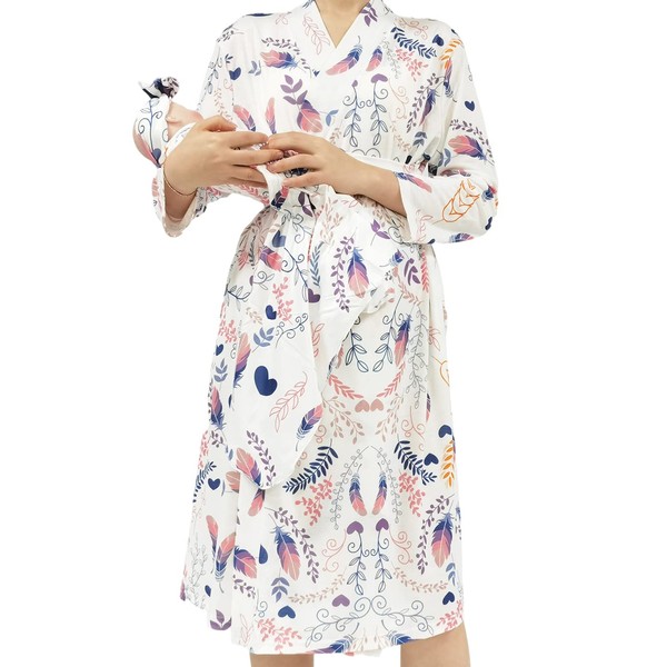 SUFEINI Maternity Robe with Matching Swaddle Set, Women's Milk Silk