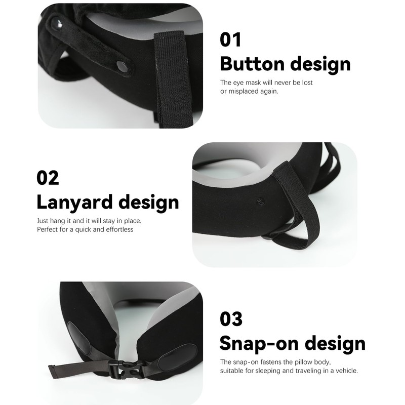 MTGKY Airplane Pillow for Long Flight,Head Strap Combo with 3D