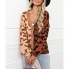 chouyatou Women's Color Block Leopard Print Button Down Long Sleeve