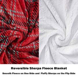 Red Buffalo Plaid Christmas Throw TV Sherpa Blanket 150 x 130 cm, Super Soft Warm Comfy Plush Fleece Bedding Couch Cabin Decorative Throw Blanket