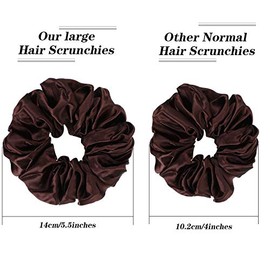 6 Coleteros Grandes de Seda para el Cabello, Coleteros Grandes de Satén de Terciopelo para Mujeres y Niñas (Champán, Blanco, Gris Plateado, Rosa Claro