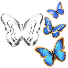Butterfly Cookie Cutter Set-Size 3.9" 3.1" 2.4"-3 Piece-Butterfly Fondant Biscui Cutters
