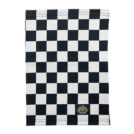 Goldtop | Premium Cotton Neck Tube Gaiter - Double Tubed Checkered Race Flag Motorcycle & Outdoor Multifunctional Mask Headwear MADE IN ENGLAND (Small (Up to 57cm), Black & White)
