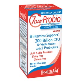 HealthAid 7 Day Probio – 200 Billion CFU Daily Probiotic Course with 10 Strains, FOS & XOS Prebiotics | Vegan, Acid & Bile Resistant, Shelf-Stable