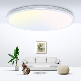 Zemty 12 Inch LED Flush Mount Ceiling Light Fixtures, 28W 3200lm Super Bright LED Ceiling Light, 3000k/4500k/6000K 3 Color Temperatures Selectable Ceiling Light for Bedroom Kitchen Dining Room (White)