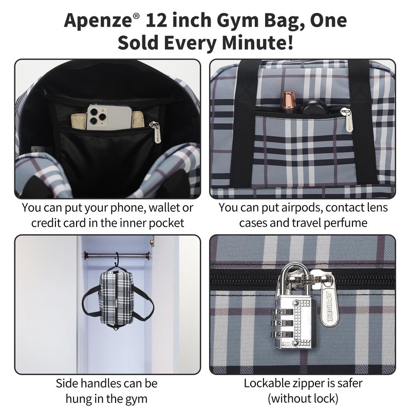 Small Gym Bag Carry On Bag - 12 inch Mini
