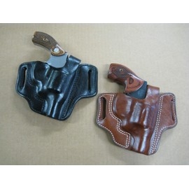 Leather 2 Slot Molded Thumb Break Pancake Leather Revolver Holster for S&W N Frame 3" Barrel Revolver TAN