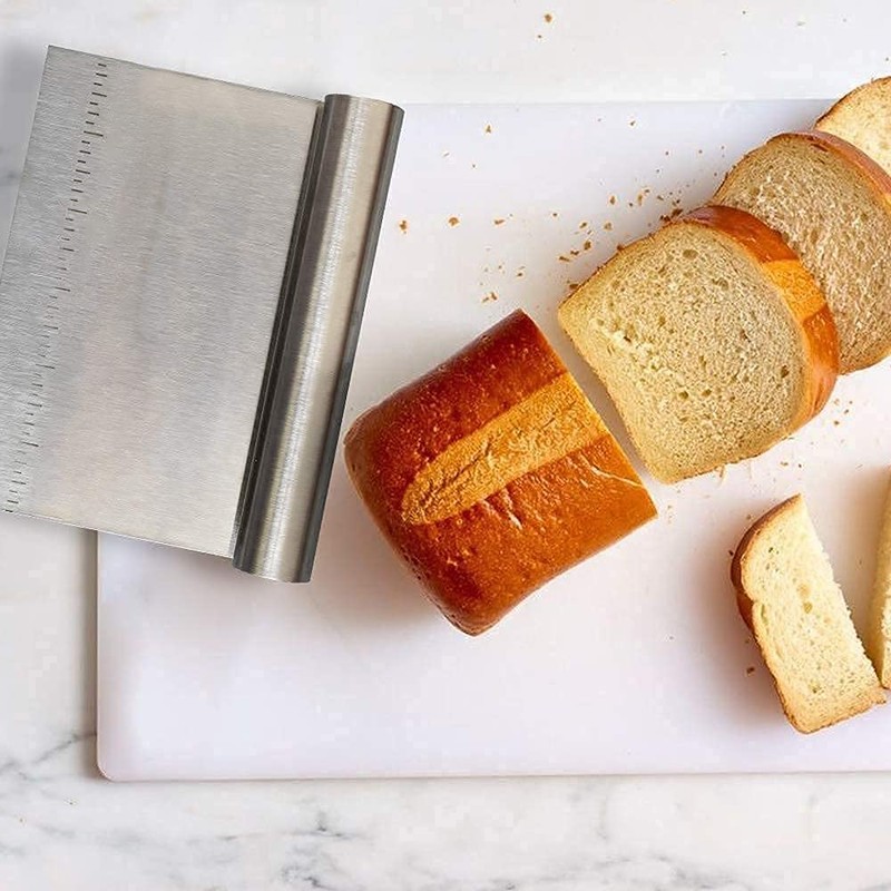 2 Pack Dough Scraper, Stainless Steel Bench Scraper for Baking,