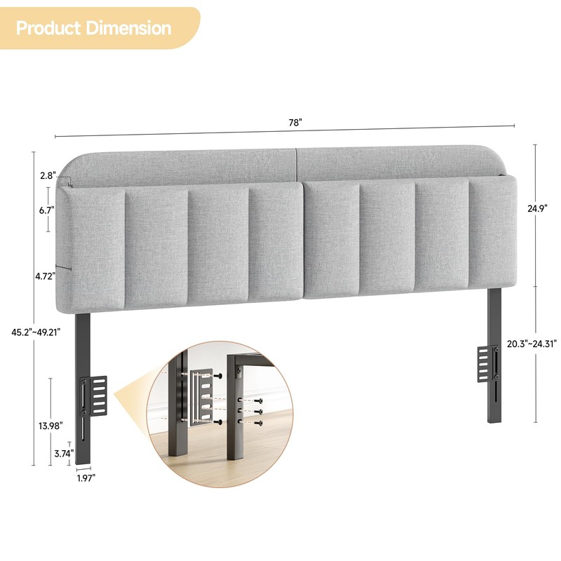 ONBRILL Adjustable Headboard for King/California King Size Bed Frame, Linen