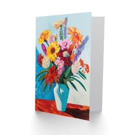 Artery8 Colourful Spring Flower Bouquet Vibrant Painting Greeting Birthday Card Him Her All Blank