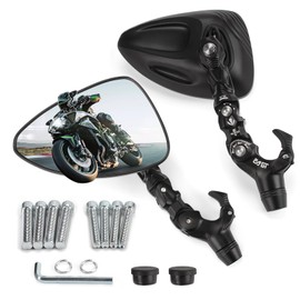 Motorcycle mirrors rear view side mirror motorcycles universal 8mm 10mm Bolt Foldable Compatible with Street Dirt Bike honda harley Scooter Moped Cruiser ATV ADV Ebike (Black M8/M10)