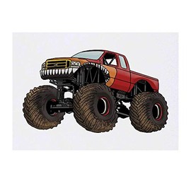 'Monster Truck' Temporary Tattoo - Water Resistant, Skin-Safe, Non-Toxic Transfer (TO00042120)