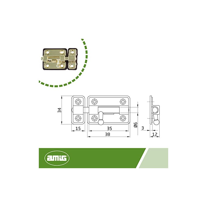 Amig -pin 6338 383-brass varnished 35 mm