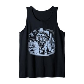 French Bulldog Funny Cowboy UFO Vintage Western Desert Tank Top
