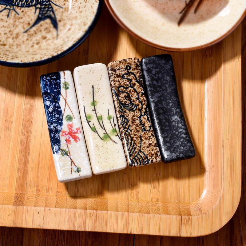Japanese Style 4 Pcs Ceramic Chopstick Stand Rest Tableware Kitchen