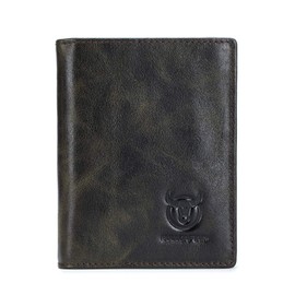 BULLCAPTAIN Men's Retro Leather Wallets with Large Capacity with RFID Function for Safe QB027YL (Forest Green)