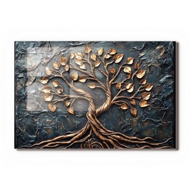 fzxwyishu Tempered Glass Kitchen Backsplash, Stove Back Top Cover, Splashback Tile,3D Tree of Life with withered leaves Kitchen Sink Cover Splash Guard, Home Kitchen Decor (30"x16"(76.2x40.64cm))