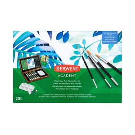 Derwent Academy Acrylic Painting Set, Acrylic Paints in a Wooden Gift Box, Painting, Set of 18, Includes Brush, Mixing Palette & Pad, Academy Series, 2305673