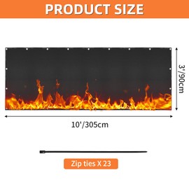 Grill Heat Shield and Deck Protector Mat, Fireproof BBQ Backing Screen for Fence and Railing Heavy Duty Black 3'x10'