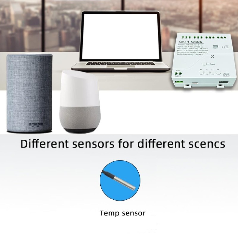LETLINK 4-CH 85-250V orUSB 5V WiFi Smart Temperature Relay Switch,Dry