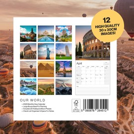 Travel Inspiration Travel Calendar 2025 - Large 12 Month Wanderlust Calendar 2025 - Month to View World Travel 2025 Wall Calendar Made by Our World