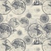 David Textiles Ocean Maps Lined Cream 100% Cotton Fabric by