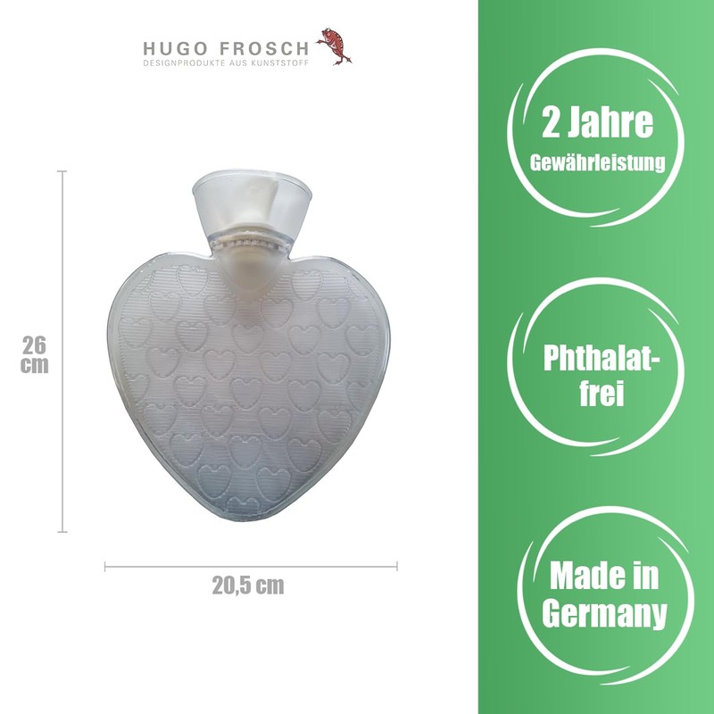 Hugo Frosch Hot Water Bottle Heart 1.0 L with Knitted