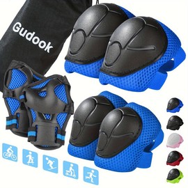 6pcs Youngsters' Protective Gear Set - Adjustable Knee, Elbow Pads & Wrist Guards for Ages 3-8 | Ideal for Skating, Cycling & Outdoor Activities | Durable PP Material with Comfort Fit - Color: Black 6-piece Knee Pad Set, Size: Size S≤78lbs/35.38KG