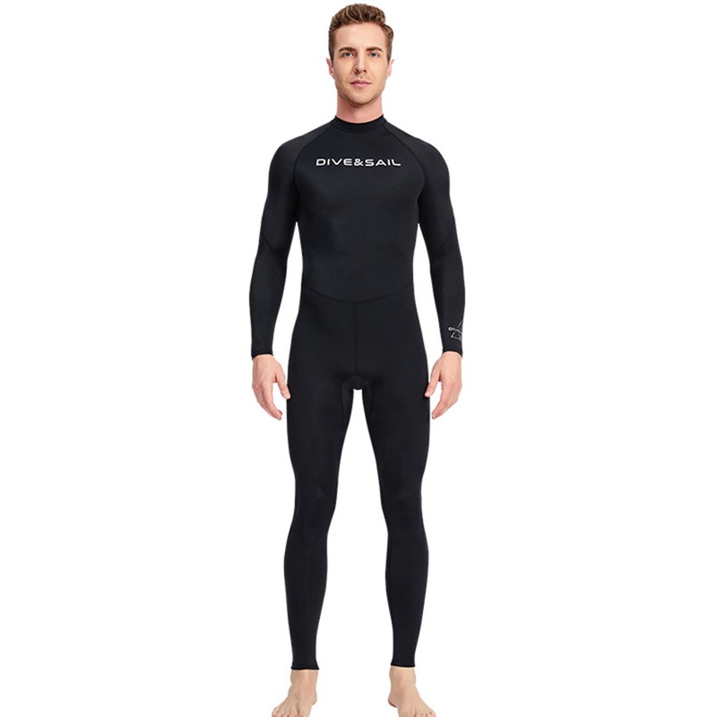 Men One Piece Swimsuit with Back Zipper Quick Dry Long