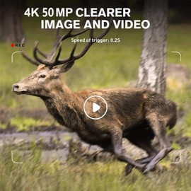 VanBangTec Wildlife Camera 50MP 4K HD, Wildlife Camera with Night Vision, Motion Sensor, Night Vision Camera, 0.2s Fast Trigger, 120° Detection Angle, IP65 Waterproof Hunting Camera with 32G Memory