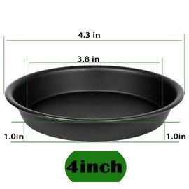 Bleuhome 6 Pack Plastic Plant Saucer Water Drip Tray, 4 5 6 7 8 9 10 11 12 13 15 17 19 inch, Heavy Sturdy Plant Drainage Tray for Indoors Outdoor, Flower Saucers for Pots Base (4", Black)