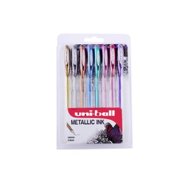 uni-ball 153486634 Signo Gel UM-120 Metallic Gel Ink Rollerball Pens - Assorted Colours, Pack of 8