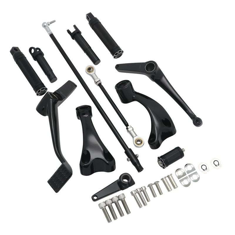 FENGREN Motorcycle Black Forward Controls Complete Kit Pegs Levers Linkages