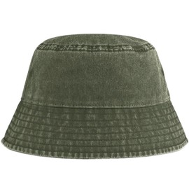 Hatstar Vintage Fishing Hat, Jeans Bucket Hat, 100% Cotton, Unisex Smiling Face Hat, Foldable Fishing Hats, Outdoor Summer Hat, Sun Hat, Leisure Hat for Hiking, Camping, Travel, Fishing, Vintage Olive