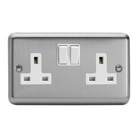 Varilight - 2 Gang 13 Amp Double Switched Socket Matt Chrome - XS5W