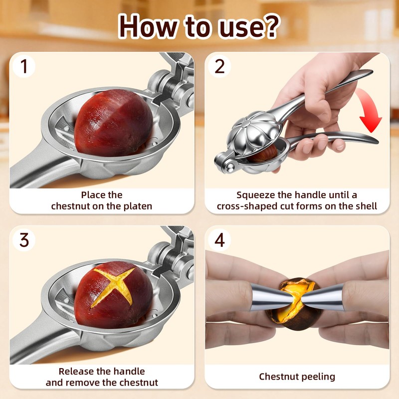 PJLJY Stainless Chestnut Cutter Tool with 2 Finger Protectors and