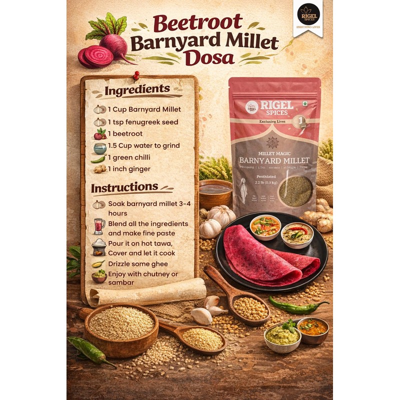 Rigel Spices Barnyard Millet | 2lbs resealable pack | Kuthiraivali