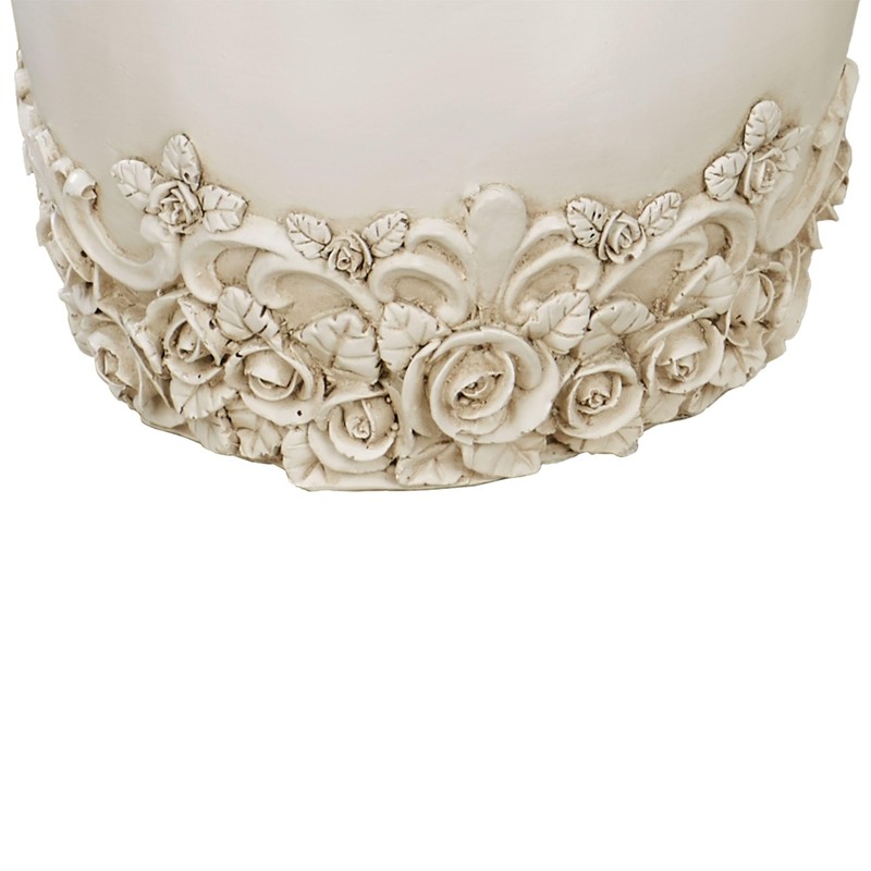 Touch of Class Victoria Rose Antique Ivory Wastebasket for Bathroom