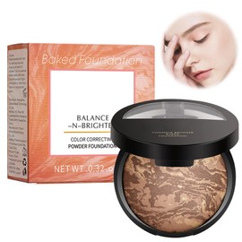 Ninnyi Long Lasting Brighten Foundation Medium, Baked Balance Baked Foundation for Contour and Highlight Face Long-Lasting(2#)