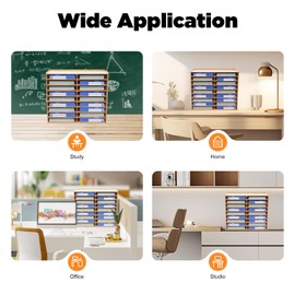 WsrrLun 18 Slots Wooden Paper Mail Tray Sorter 9 Tiers Golden Oak File Organizer Magazine Storage Rack for Office Home Study, 8.8lbs/Layer Capacity, Easy Setup (Brown)